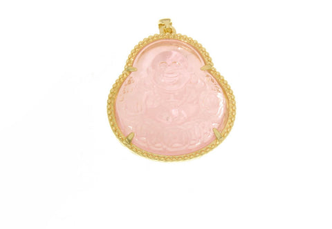 18K Gold Pink or Green Buddha Charms, Micropavé CZ Buddhist Pendant, Buddha Pendant Green or Pink for DIY Jewelry Making Supply