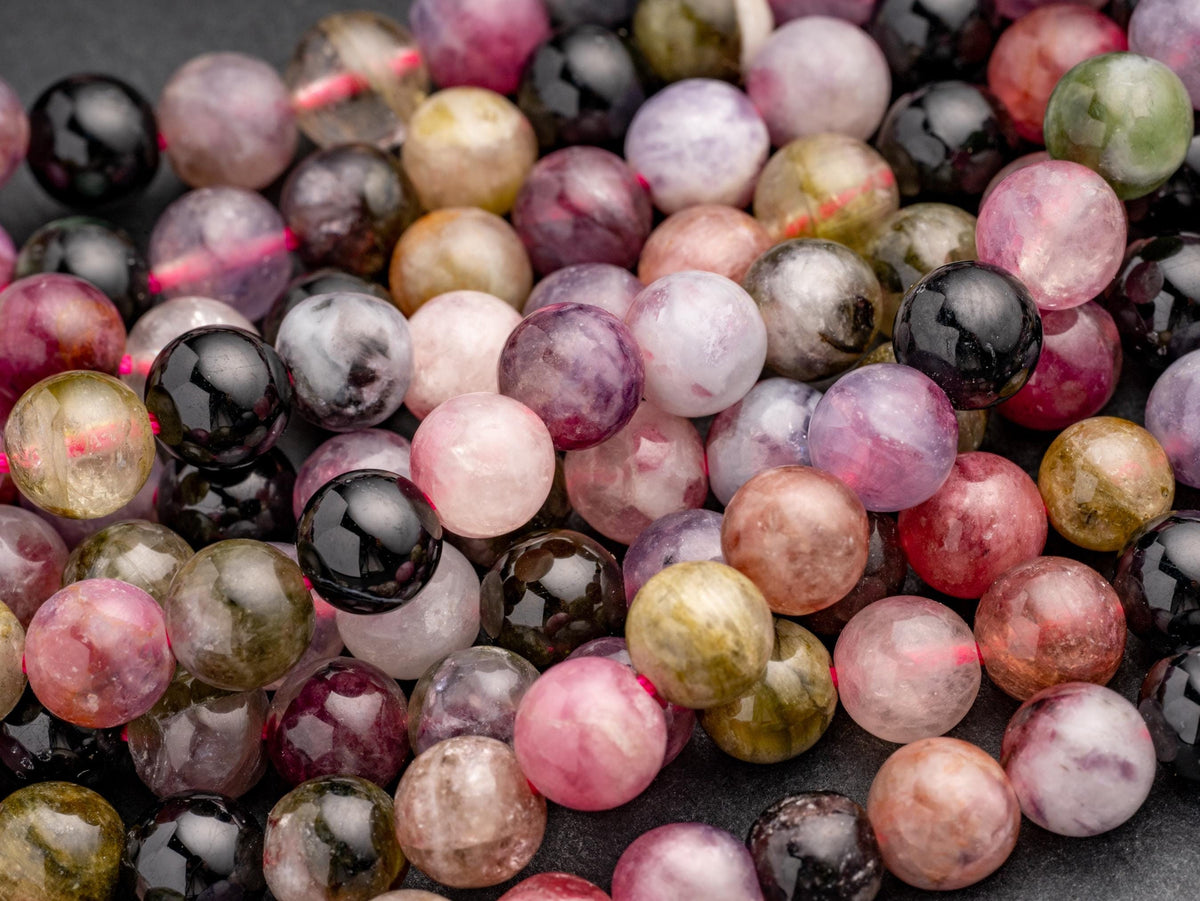 Natural Watermelon Tourmaline Round Beads, 6mm, 8mm, 10mm, 12mm, full strand, Protection and Grounding, 6R012, 8R17, 10R10, 12R04