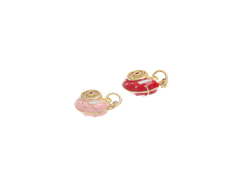 18k Gold Cute Snail Charm, CZ stones, Red or Peach Color, Snail, Slug, Patience charm, Charms for kids, CPG1613
