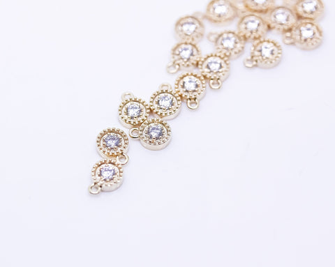 Gold Tiny Round Cz Drop, 5.5mm, round cz drop, Flower cz drop,CPG411