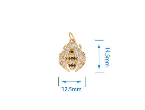 18k Gold Ladybug Gold Pave Charm, CZ Ladybug Colorful Charm, Ladybug Charm For Necklace Or Earrings, CPG1588