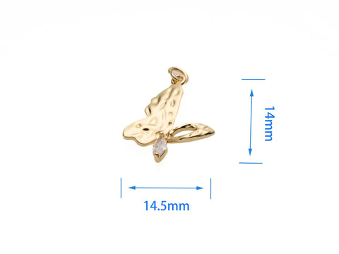 Gold Butterfly Charm, CZ Gold Butterfly Charm, Dainty Charm Jewlery, CPG2036