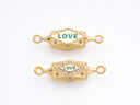 Gold Multi Side Drum Connector, Pave cz Amulet Connector, Amulet Love Connector, Ideal for Pendant Layering, Multi Surface, 23x10mm, CNG025
