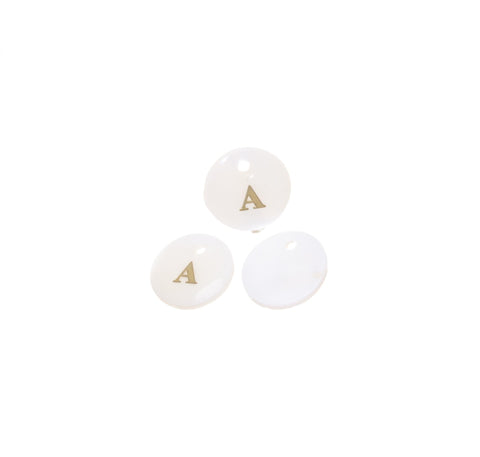 MOP Shell Inlay Monogram Initial Letter Charm,Disc Circle Alphabet initial Charm For Jewelry Making,MOP Round Monogram Letter Charm,CPG812