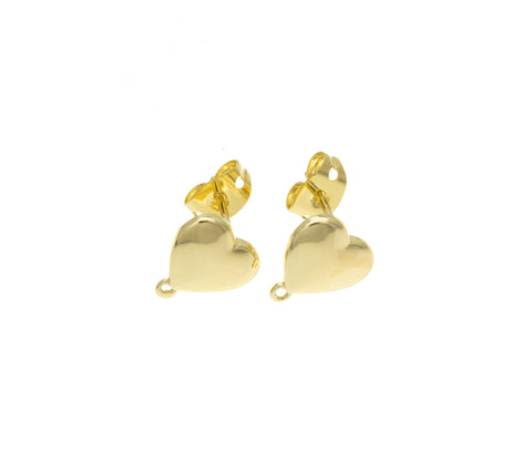 Heart Stud Gold Earring,925 Sterling Earring Post Earring, Dainty Heart Stud Earring.ERG009