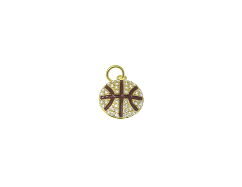 18k Gold Basketball, CZ Basketball Fan Charm, Cute Sports Charm, Basketball for girls, Basketball charm CPG2260