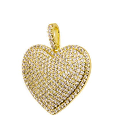 Gold pave Large Heart Charm,Heart Pendant For Necklace,CZ Gold Heart CharmCPG2151