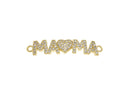 Mama Heart Connector Charm For Bracelet,Monogram Mama With Heart Connector Bracelet Charm,Gold Mama Bracelet Charm,CNG051