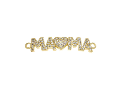 Mama Heart Connector Charm For Bracelet,Monogram Mama With Heart Connector Bracelet Charm,Gold Mama Bracelet Charm,CNG051