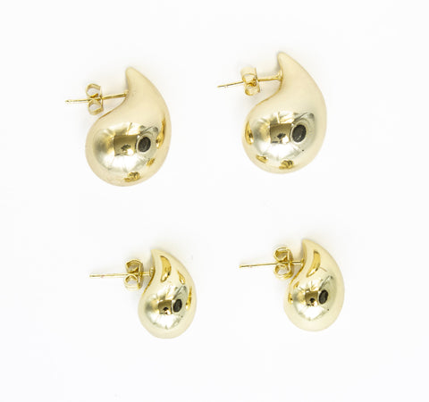 Drop Earrings,Gold Teardrop Earrings,Pear Shape Stud Earrings,Puff Post Earring, FJ1-388, FJ1-390