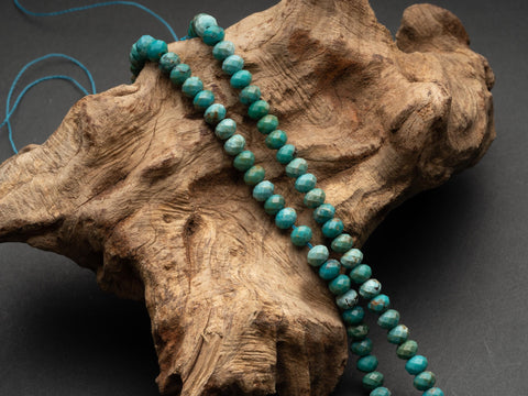 100% Genuine Natural Blue Turquoise Gemstone Round Faceted, Loose Beads, 4mm x 6mm, MR119