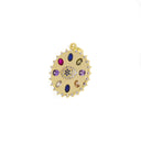 Gold Evil Eye Coin Pendant,Circle Evil Eye Amulet CZ Charm,Gold Multi Color Stone Charm,Jewelry Making Charm Supply,CPG760
