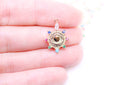 Gold or Silver rainbow Cz Round Eye Charm, Eye Protection, 14x17mm eye guardian, guardian pendant,CPG359-CPS359