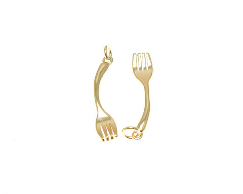 18k Gold or Silver Cutlery, Cutesy Forks or Spoons, Silver Spoon, Dainty Minimalist Charms, Great for Layering, CPG/S1370-71