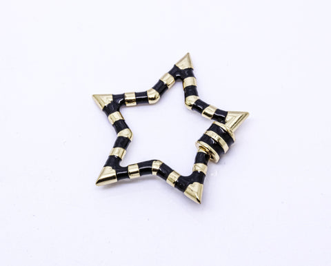 Black and Gold Open Heart Enamel Screw Clasp, Carabiner Lock, Screw Lock, 32mm, 1 pcs or 10 pcs, WHOLESALE