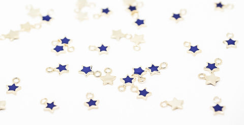 5 pcs of Gold Enamel Stars black, white, light yellow, turquoise, hot pink, baby pink, red, navy blue 5 pcs, 10 pcs, 50 pcs WHOLESALE CPG570