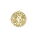 Gold Virgin Mary Charm,Virgin Mary Pave CZ Pendant,Christian Jewelry Charms,CPG716