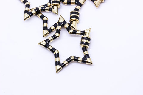 Black and Gold Open Heart Enamel Screw Clasp, Carabiner Lock, Screw Lock, 32mm, 1 pcs or 10 pcs, WHOLESALE