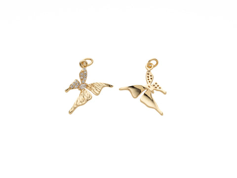 CZ Paved Gold Butterfly, Sparkly Butterfly charm for necklace or earrings, Dainty charm, CPG772