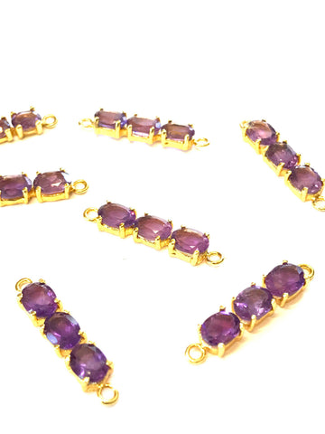 Natural faceted amethyst oval link