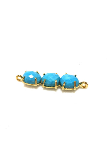 Trio prong set turquoise connector/ pendant