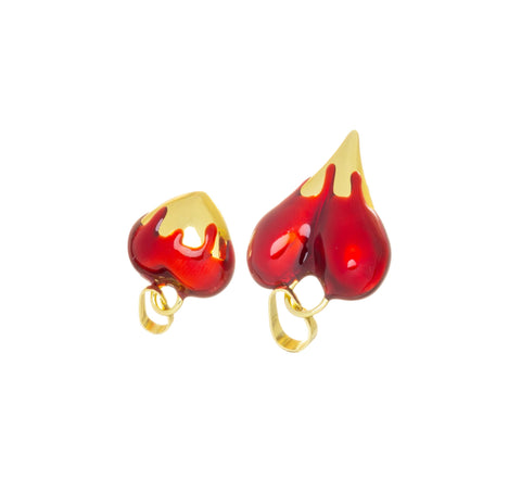 Puff Heart Charm For Valentine's Day,Shiny Puff Red Heart Charm For Jewelry Making,Gold And Red Valentine's Day Heart Charm ,CPG1737-1738