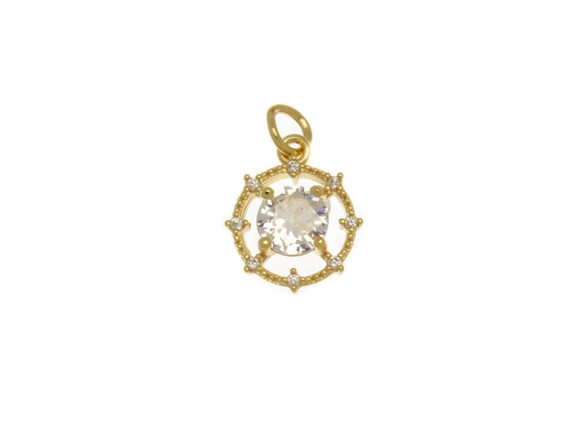 Gold Starburst Pave CZ Charm,CZ Gold Starburst Pendant, Super Sparkly Dainty Pendant, Classy and Stylish,  For Necklace, CPG2496