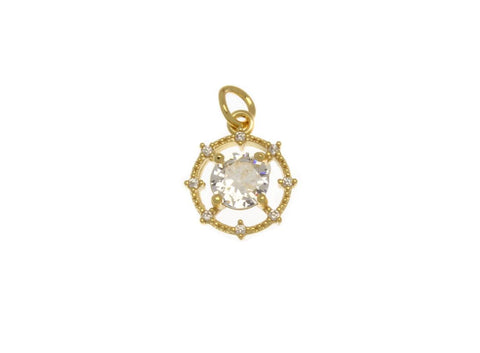 Gold Starburst Pave CZ Charm,CZ Gold Starburst Pendant, Super Sparkly Dainty Pendant, Classy and Stylish,  For Necklace, CPG2496