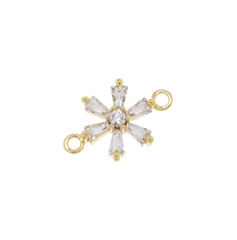 Flower CZ Connector Charm, Dainty Flower Connector Bracelet Charm, Gold Flower CZ Connector ,CNG061