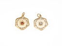 Gold Starburst Celestial Charm, Pink CZ or Clear CZ center stone, Galaxy Starburst Charm, Celestial cz jewelry, CPG2092