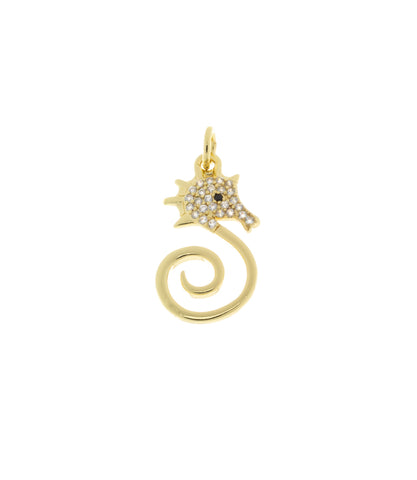 Gold Seahorse Charm,Dainty Seahorse charm for necklace,Gold CZ Seahorse Charm For Necklace,1 pc,5pcs or 10 pcs,WHOLESALE,CPG2001