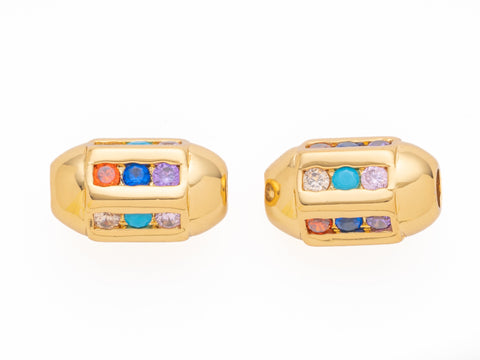 Tube Spacer Bead For Bracelet Or Necklace,CZ Gold Spacer Bead ,Large Hole Spacer Bead For Elastic Cord Or Chain Bracelet ,SPG010