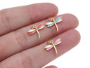 Gold Enamel Dragonfly Charm,Red Blue Pink Dragonfly Charms,Dainty Dragonfly Charm For Jewelry Making,Enamel Dragonfly Charm,CPG1561
