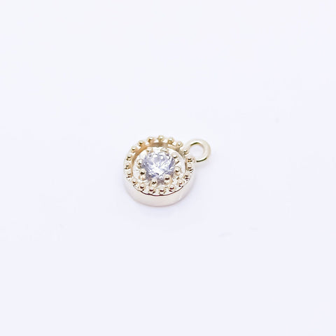 Gold Tiny Round Cz Drop, 5.5mm, round cz drop, Flower cz drop,CPG411
