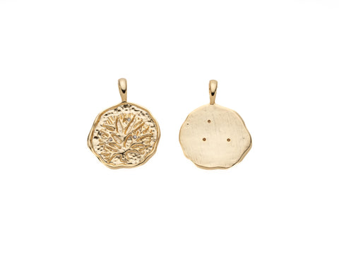 Gold Tree Of life Cz Medallion Pendant, Family Tree Pendant, Family Symbol, Tree of Life Slide through chain, CPG2097