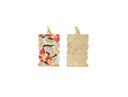 18k Gold CZ Bezel Set Shiny Rectangle Red Butterfly Mosaic Charm, Everyday wear Dainty Charm, Minimalist Jewelry, Artsy, CPG1599