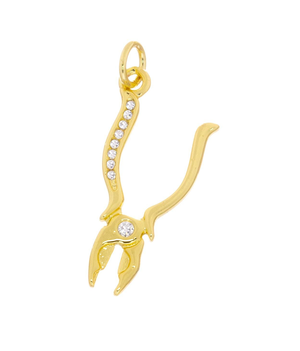 Gold Pliers Tool With CZ,Tool Charm For Handy Person,Pliers Charm For Jewelry Making,Household Repairs Dainty Pliers Charm,CPG2443