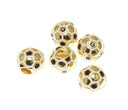 18k Gold Soccer Slider, White and Black Sports Charms, Gift For Soccer Players, Soccer Ball, Soccer ball Bead, 3D Soccer Ball Bead, SPG144
