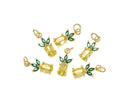 Dainty Gold Pineapple Charm,Tropical Fruit  Gold CZ Charm,Hawaiian Fruit Charm,CPG1142