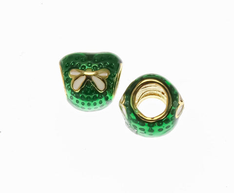 18k Gold Plated Red or Green Spacer, Cute Heart With Ribbon Detail, Coquette Heart, Heart Slider, Romantic Heart Charm or Pendant, SPG098