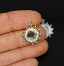 Gold or Silver Sunburst cz trimmed Sun Pendant, 17mm, celestial jewelry, Sun and Moon Charm,CPG273-CPS273