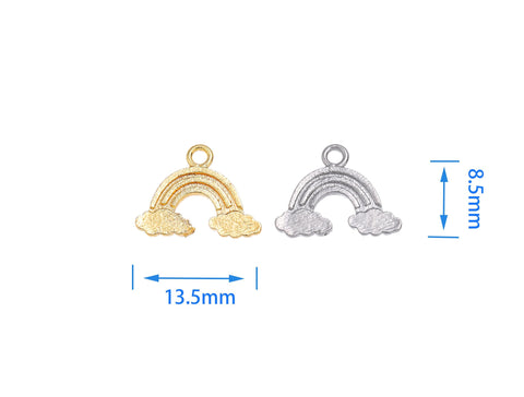 Gold or Silver, Rainbow Pendant, 18k Gold Plated Dainty Silver Rainbow Charm Bracelet Necklace for Jewelry Making Supply, CPG1204, CPS1204