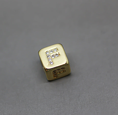 HOT SELLER Gold Alphabet Cubes, Gold Letter Cubes, A-F Letters, 9x9mm, 1pc, 5 pcs, 10 pcs, Wholesale