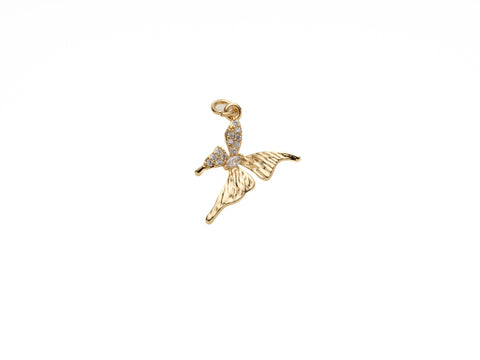 CZ Paved Gold Butterfly, Sparkly Butterfly charm for necklace or earrings, Dainty charm, CPG772