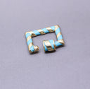 Turquoise/Gold Enamel 15x19mm Rectangle Candy Cane Carabiner lock, Screw Clasp, Screw on Clasp,CLG093