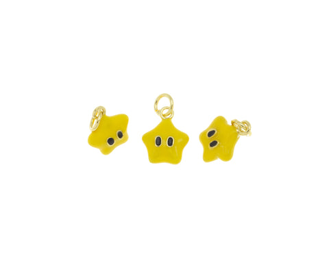 Yellow Star Face Charm,Starman Gold Star charm,Star Charm For Jewelry Making,Happy Face Star Charm,CPG1078