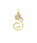 Gold Seahorse Charm,Dainty Seahorse charm for necklace,Gold CZ Seahorse Charm For Necklace,1 pc,5pcs or 10 pcs,WHOLESALE,CPG2001