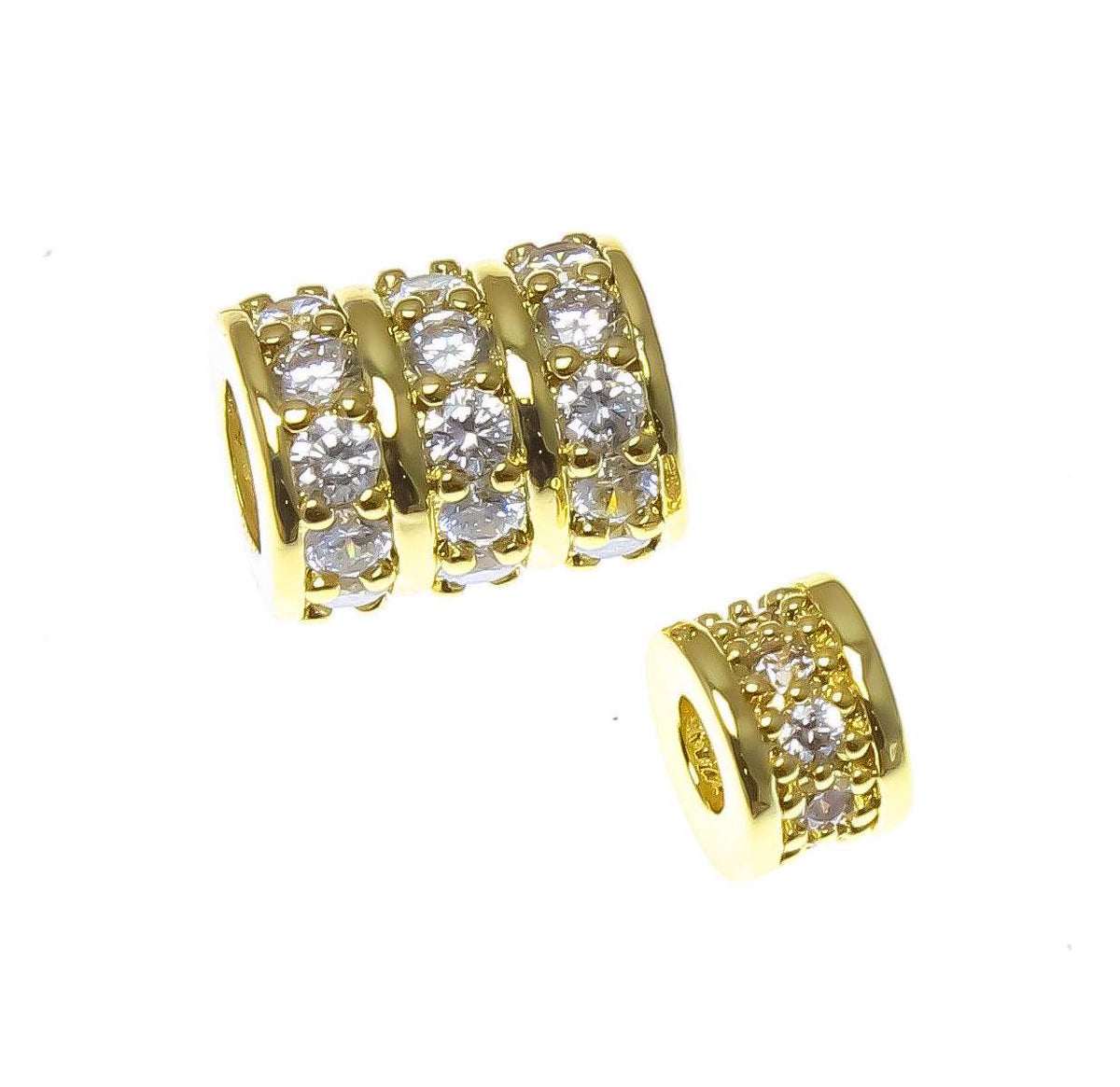 18k Gold Spacer With CZ, Disc CZ Gold Spacer or Slider, 2 Different Size Round Spacers, 9mm,3mm, SPG082,SPG083