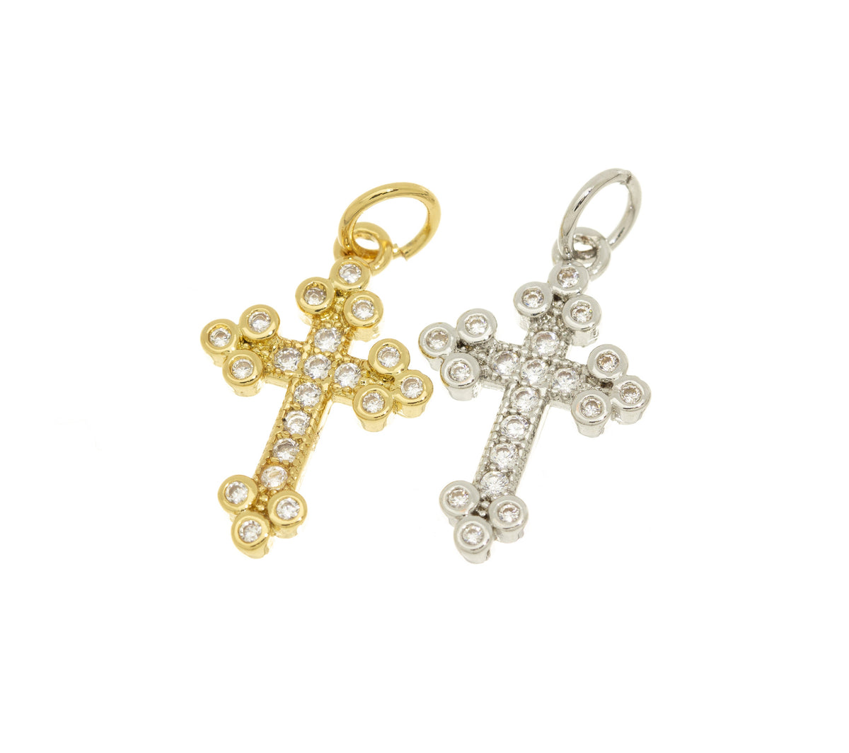 Cross Charm In Gold Or Silver,Pave CZ Cross Pendant,Religious Jewelry,Sparkly CZ Cross Pendant, CPG067,CPS067
