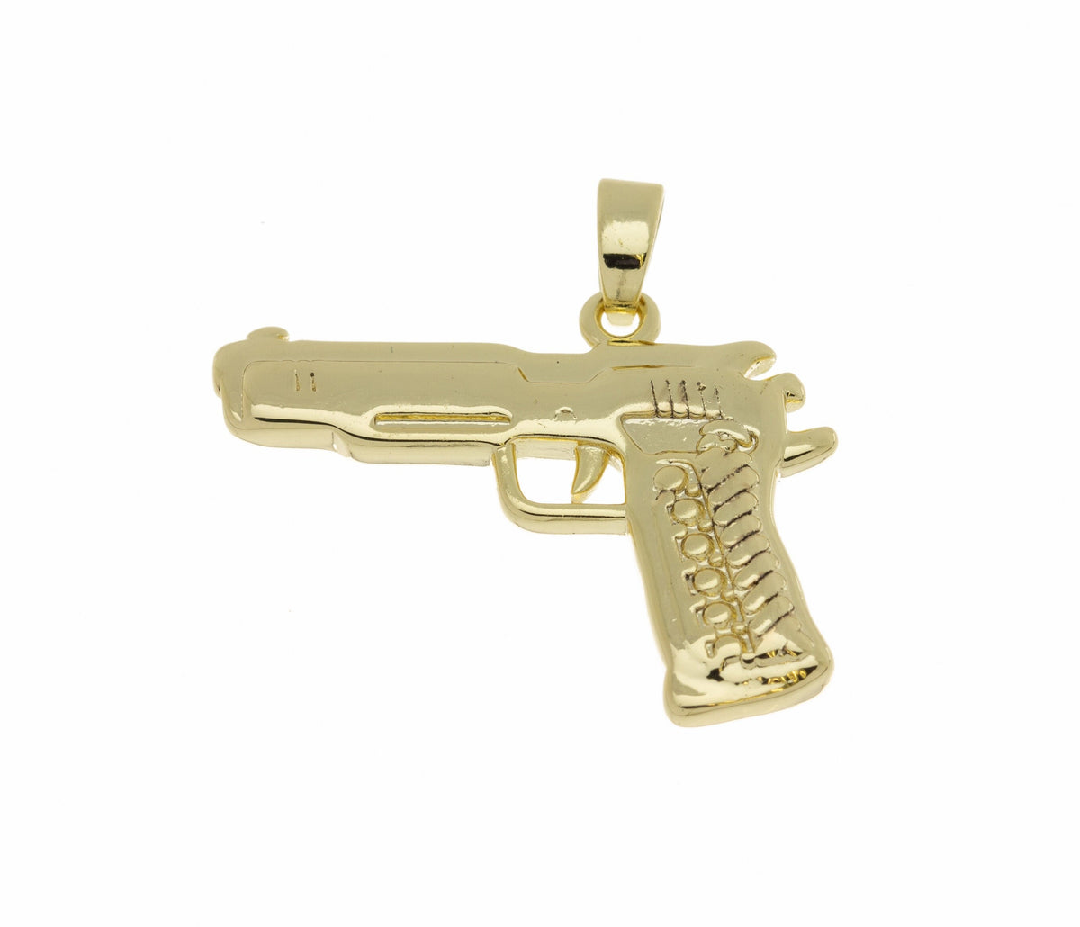 Gold Hand Gun Charm,High polished Shiny Gold Pistol Pendant CPG421